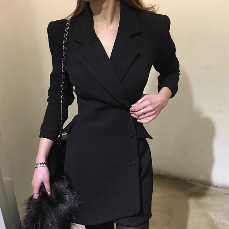 New autumn and winter professional dress female workwear windbreaker jacket long single breasted casual suit jacket|Женские пиджаки| |