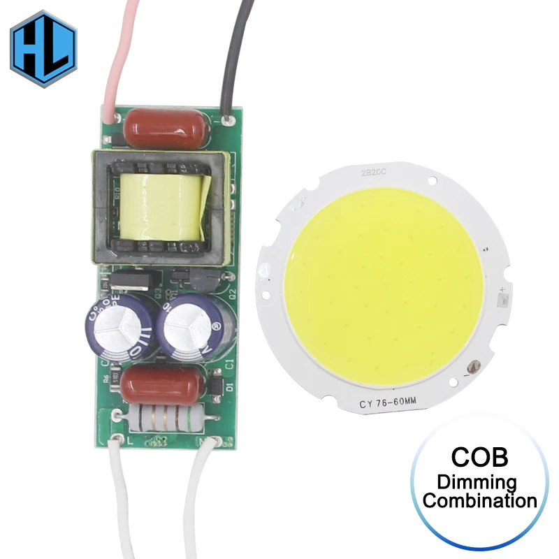 1Set COB LED lamp bulb+AC90-265V dimmable driver power supply transformer for downlight Spotlight dimming brightness | Лампы и