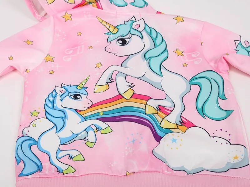 Jargazol Kids Jacket Autumn Cartoon Unicorn Hooded Coat Fall Toddler Girls Coats and Jackets Cute Outwear Children Hoodies | Детская