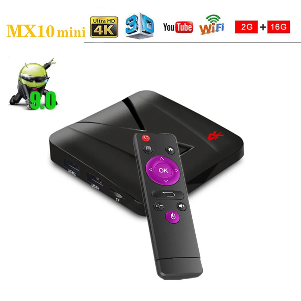 Новый MX10MINI Android 9 0 Смарт ТВ коробка 2G16G RK3328 четырехъядерный 64 бит Cortex-A53 4k 2 4 ГГц Wifi
