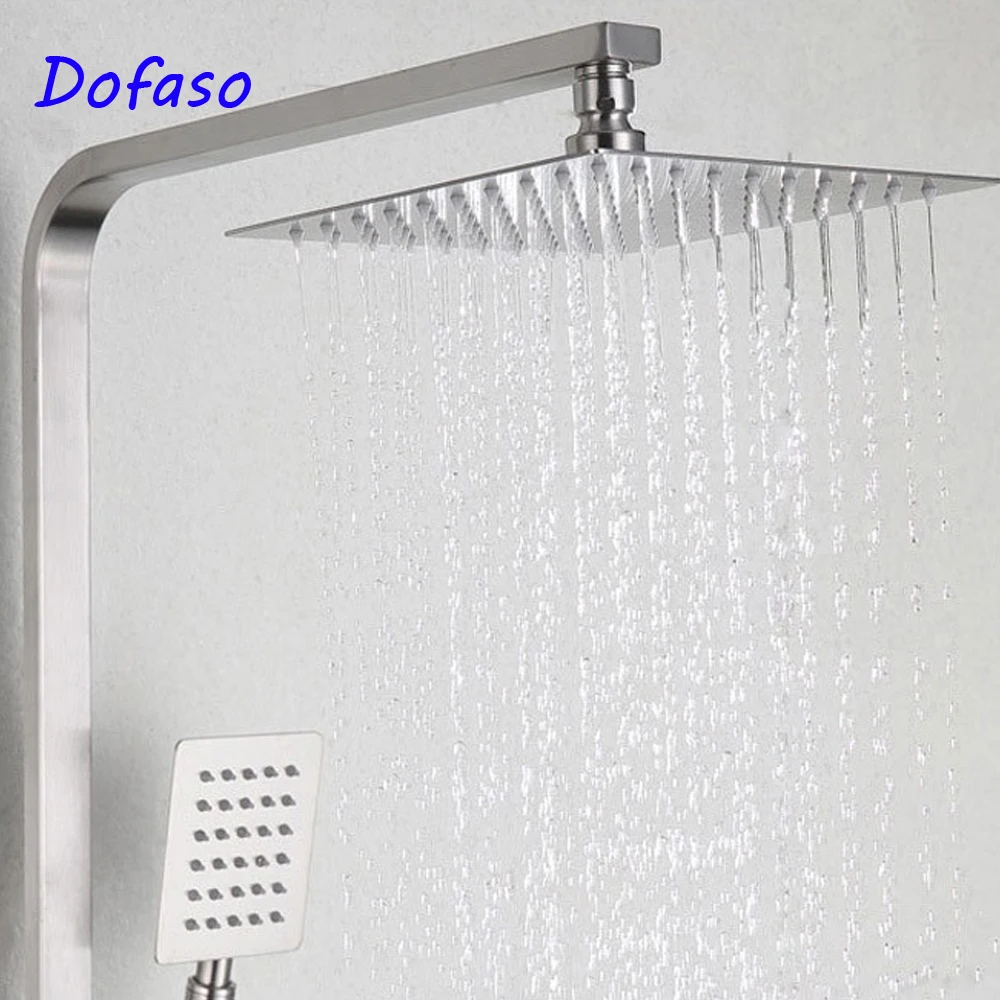 Душевая система Dofaso с квадратной трубой и верхней насадкой 20 см 304|bath shower faucet|shower