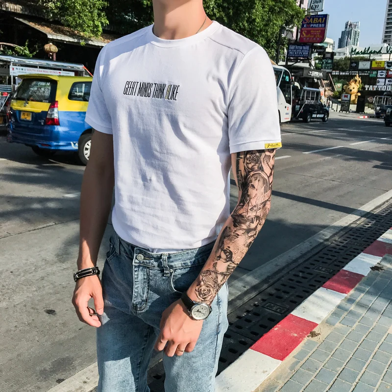 Мода 2019 лето для мужчин футболки Фирменная Новинка Slim Fit s Повседневная футболка