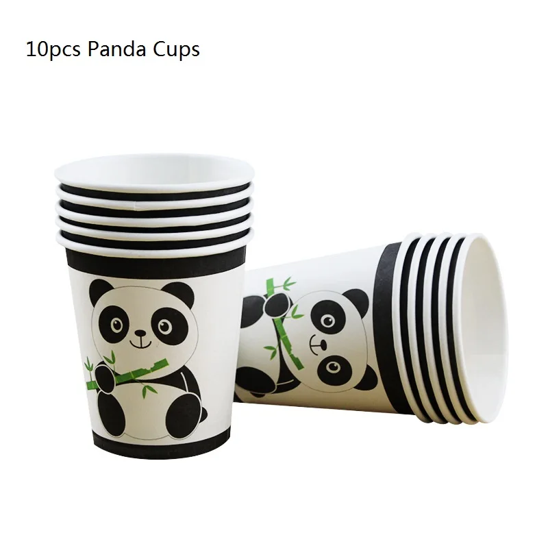 Panda Cups Панда одноразовая посуда панда чашки, ребенок, душ соломки для дней рождения вечерние украшения Дети партии сувениры одноразовая посуда набор - Цвет: Panda Cups