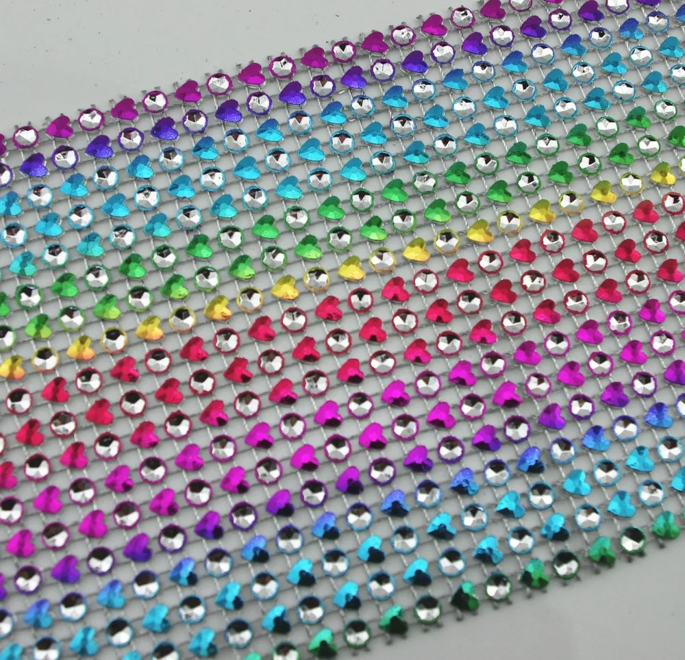 18 рядов сердце горный хрусталь сетка лента Радуга Диамант Свадебные бегуны для