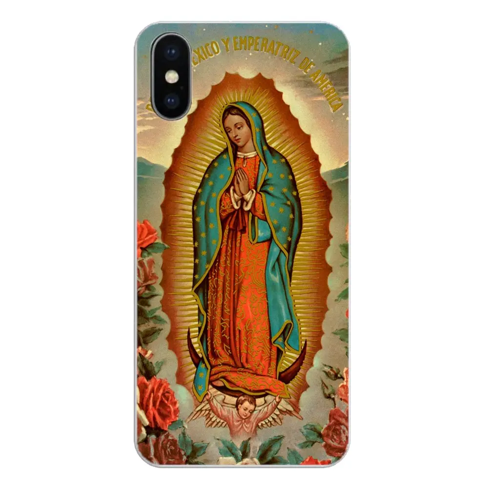 For iPod Touch iPhone 4 4S 5 5S 5C SE 6 6S 7 8 X XR XS Plus MAX Transparent Clear TPU Case Virgin De Guadalupe Virgen Mary Print |