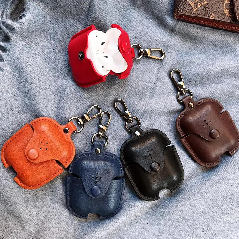 Кожа Airpods чехол для Apple наушники Bluetooth зарядный коробка аксессуары сумка ключевой