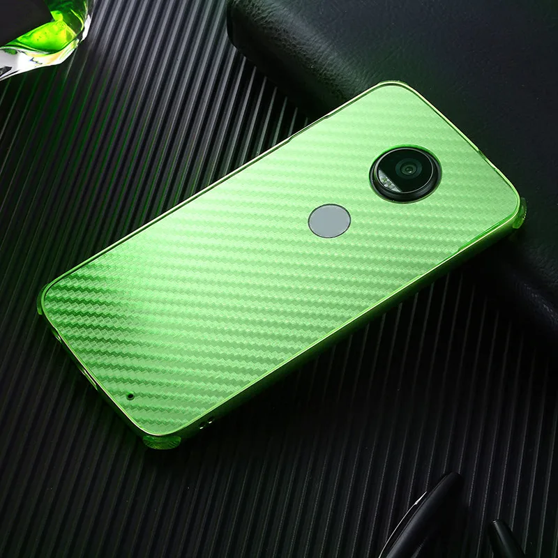 For Motorola Z2 Play Anti-knock Case Plating Metal Frame with Carbon Fiber Hard Back Cover for Moto XT1710 |