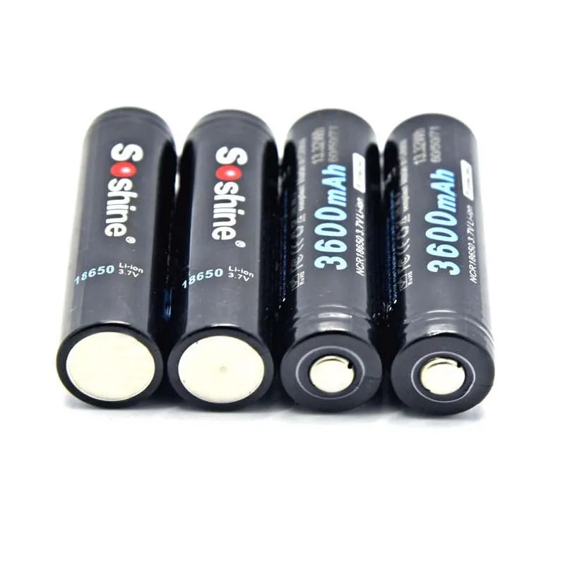 Soshine 18650P 18650 3 7 V 3600mAh литий ионная аккумуляторная батарея с защитой (2