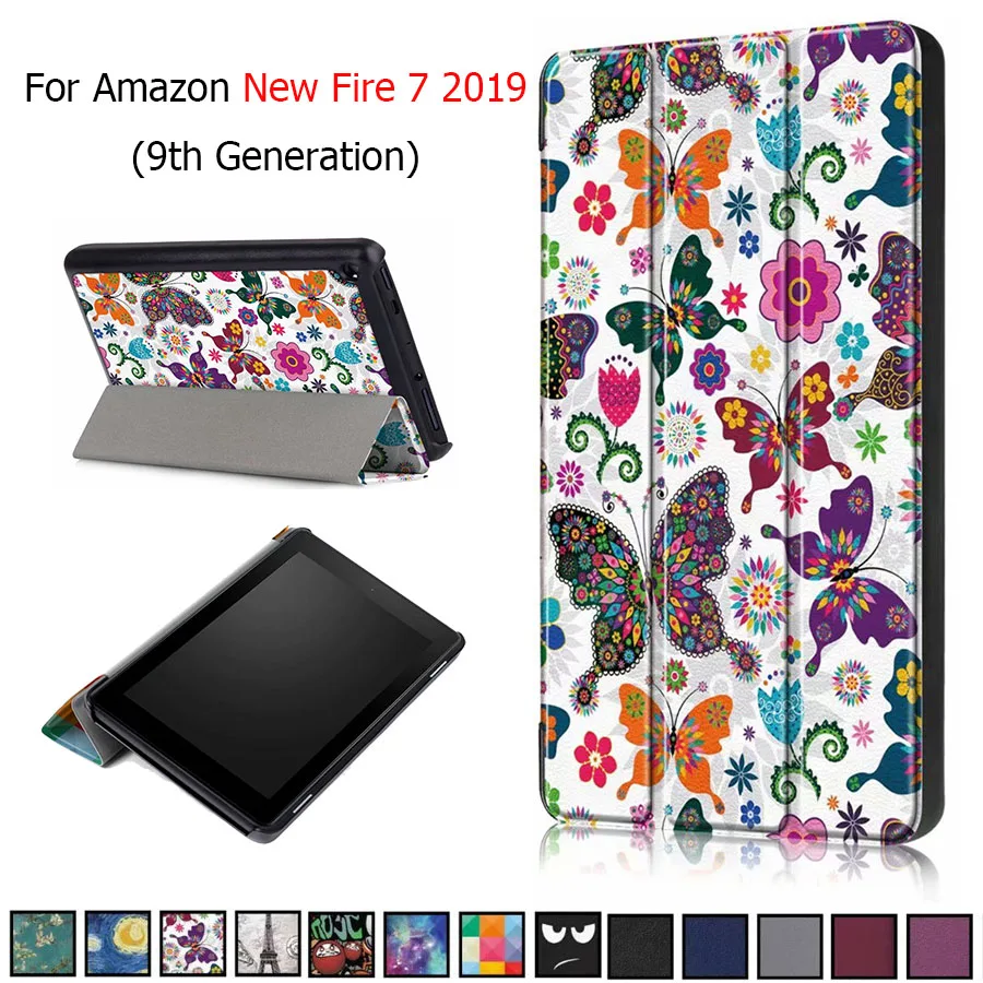 Чехол для Amazon New Fire 7 2019 чехол из искусственной кожи с принтом планшета Kindle Fire7 9