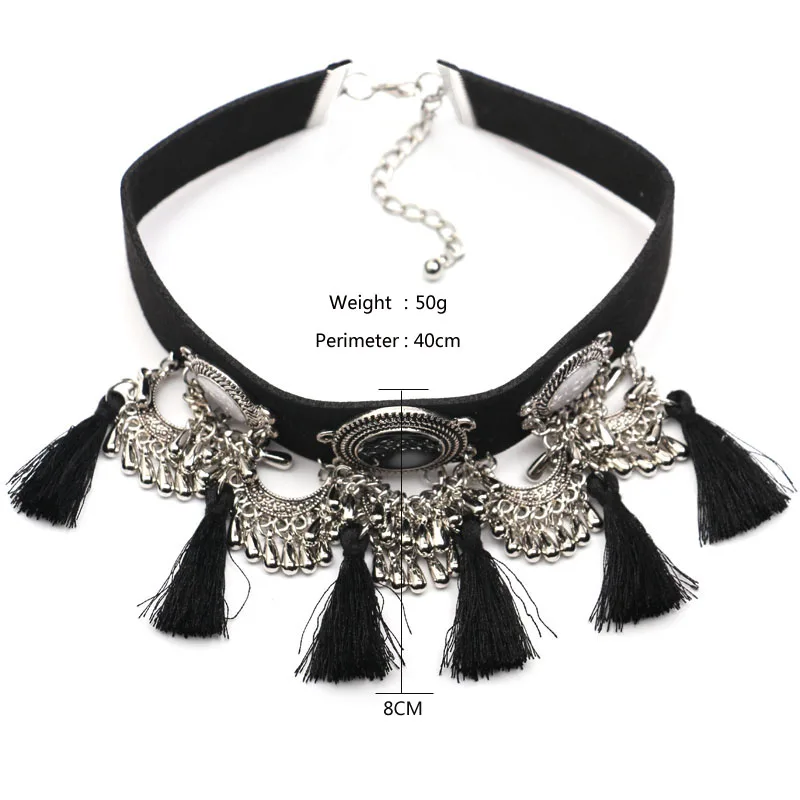Hot New Fashion Maxi Necklace For Women Z Choker Chain Statement Tassel Charm Black stone Necklaces &amp Pendants | Украшения и