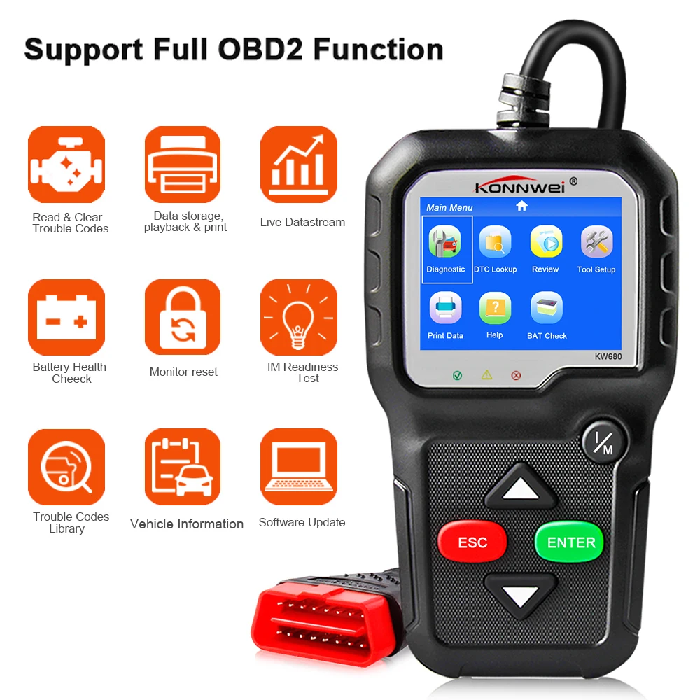Автомобильный сканер OBD диагностический Авто инструмент KONNWEI KW680 считывание