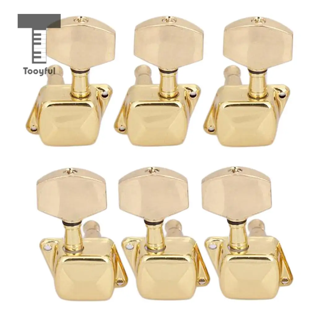 

Tooyful Set 6Pcs 3R 3L Gold Semi-closed String Tuning Pegs Locked Tuners Machine Heads for Acoustic Guitar Parts Accessory Gift