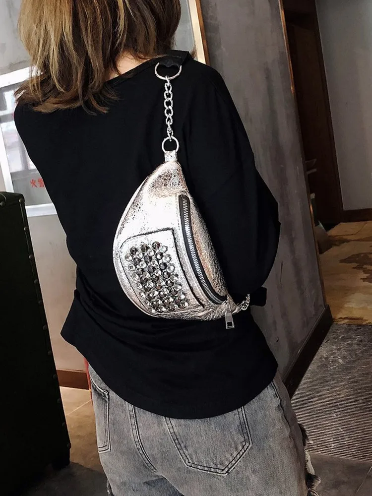 Новинка 2019 Сумка с заклепками Женская поясная сумка модный бюстгальтер в