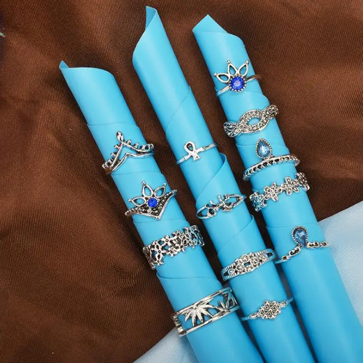 Женское Винтажное кольцо в стиле ретро набор колец с кристаллами и