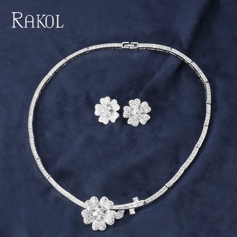 Роскошный свадебный комплект ювелирных изделий RAKOL с микрозакрепкой и