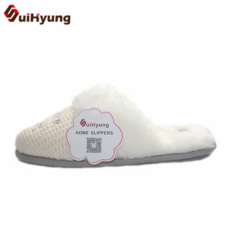 Suihyung/женские зимние домашние тапочки; Теплая Флисовая домашняя обувь; женские мягкие Меховые шлепанцы; Плюшевые Вьетнамки; пушистые домашние тапочки без застежки - Цвет: Бежевый