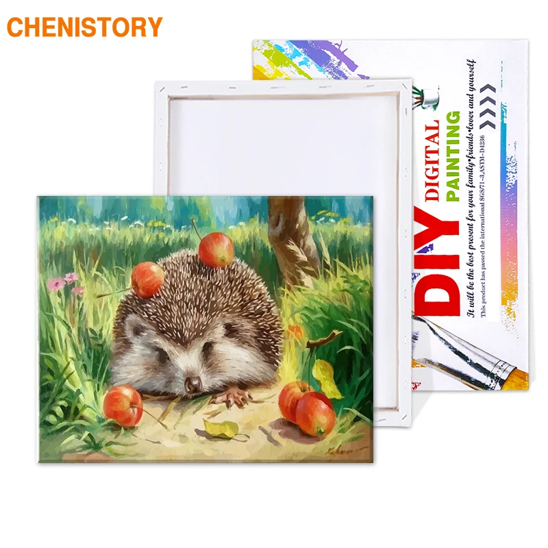 CHENISTORY Hedgehog DIY живопись по номерам комплект ручная роспись картины Цифровая живопись маслом на холсте домашний декор для стен работа