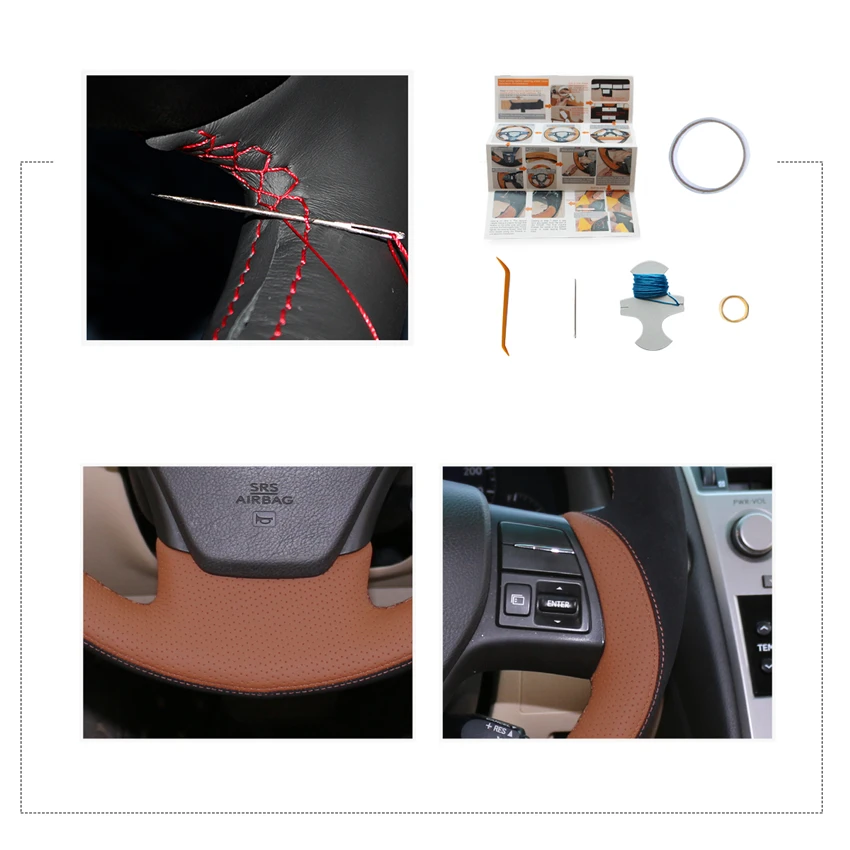 MEWANT коричневая кожа черная замша искусственная для Lexus RX350 2009 RX270 2011|Чехлы на руль|