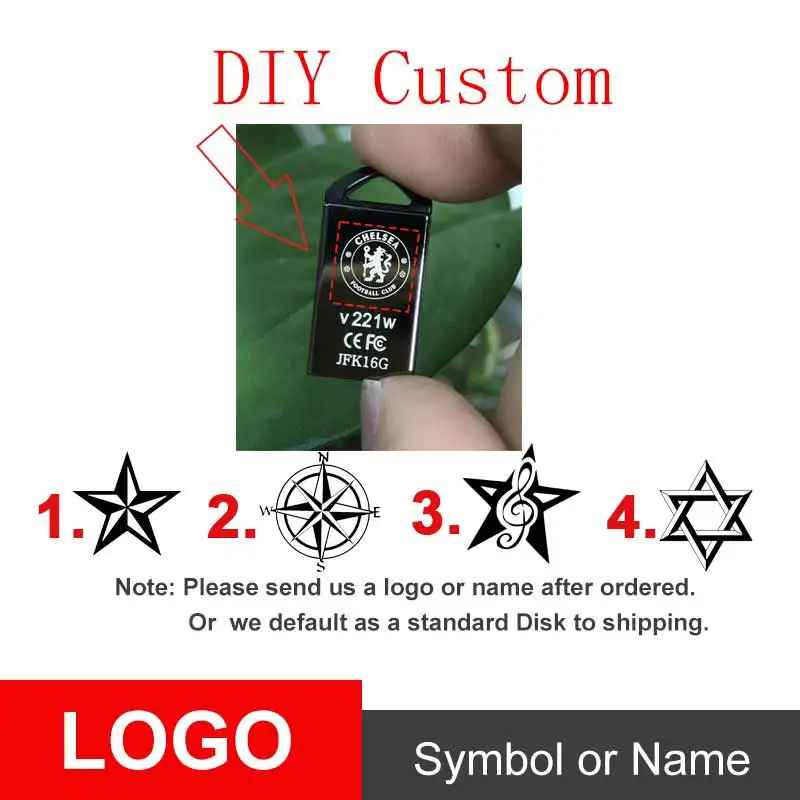 v221w Plus DIY LOGO Hp флэш-диск 16 ГБ 32 ГБ 64 ГБ металлическая Флешка для ноутбука, USB поддержка клуба, логотип команды, индивидуальный DIY Мини милый USB флеш-накопитель 64G - Цвет: v221w Plus DIY LOGO