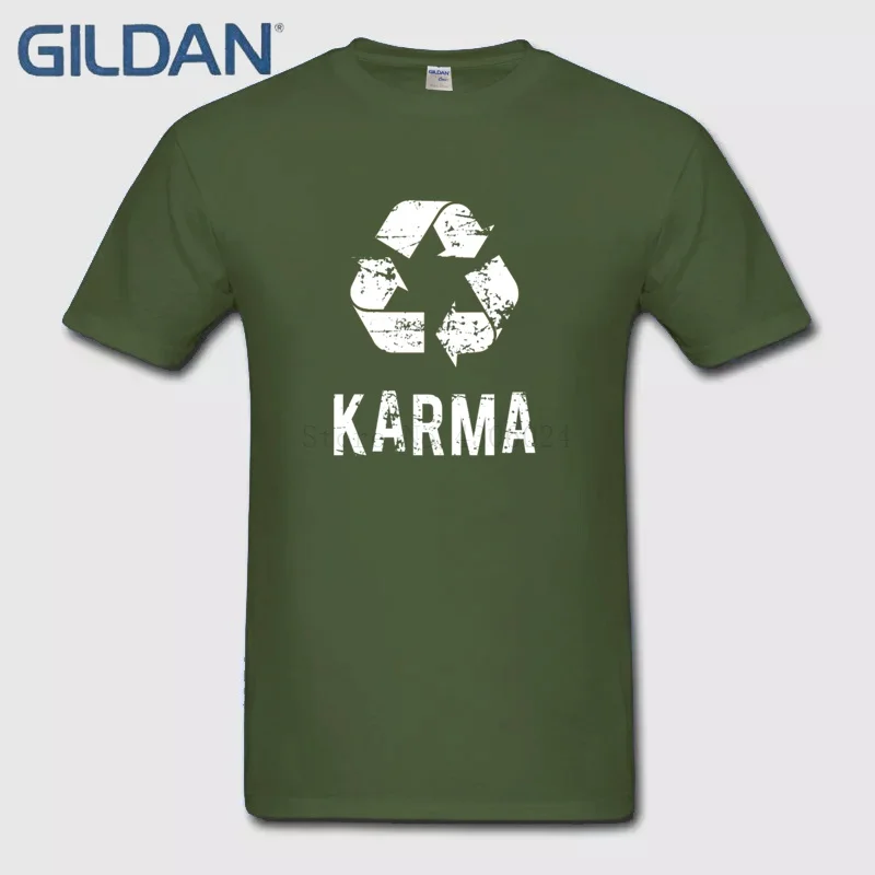 Личность Camisa Karma возвращается стильный серый футболка Для мужчин короткий рукав