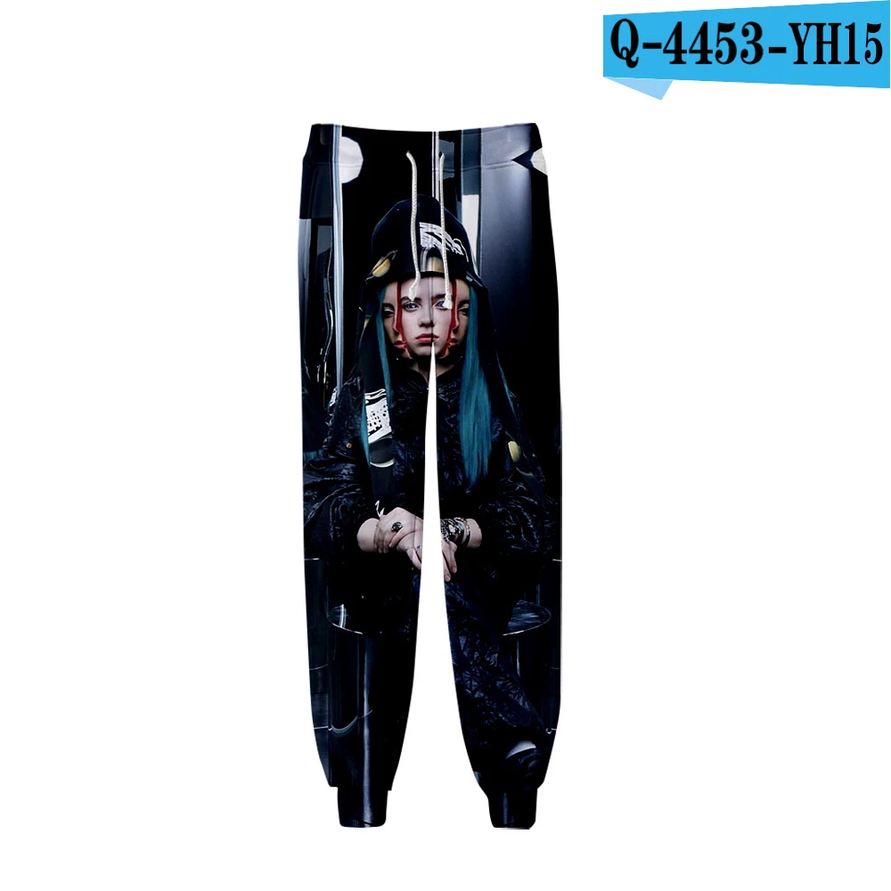 3D Billie Eilish брюки с принтом повседневные весенние повседневные штаны для бега женские и мужские 3D брюки тонкие крутые горячая Распродажа брюки 4XL - Цвет: YH15-1