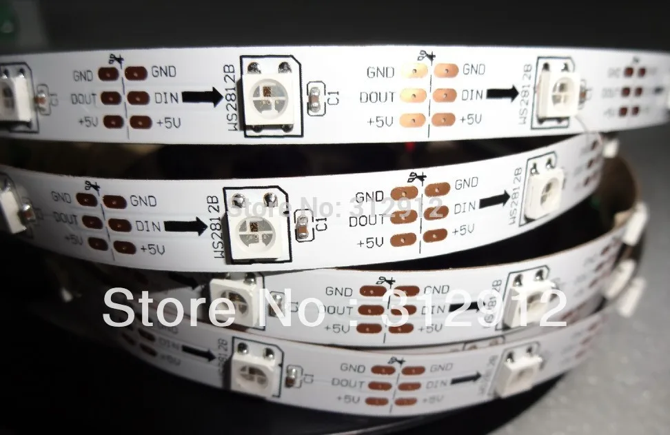 5m DC5V WS2812B led pixel srip не водонепроницаемый 30 шт WS2812B/M с пикселями 36 Вт Белая печатная