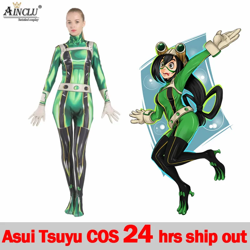 Женский костюм для косплея на Хеллоуин Janpanese AnimeAsui Tsuyu My Hero academic Boku no с 3D