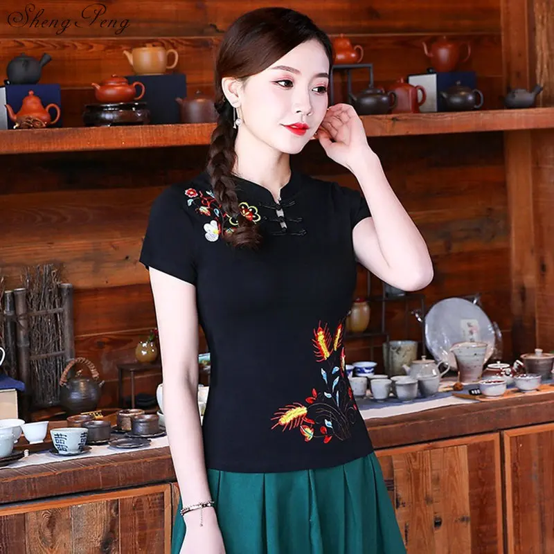 Традиционная китайская рубашка одежда для женщин вышивка 5XL Qipao элегантные Blusa