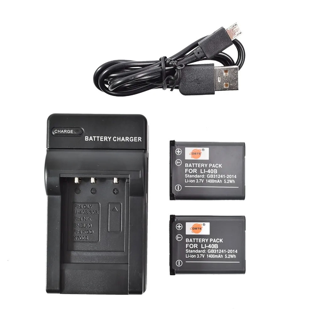 DSTE 2x LI 42B 40B Батарея с USB Зарядное устройство для цифровой камеры Nikon Coolpix S60 S80 S200 S210