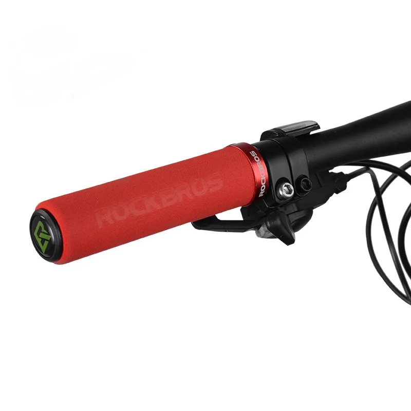 ROCKBROS Bicycle Grips MTB Silicone Sponge Handlebar Grips Anti-skid Shock-absorbing Soft Bike Grips Cycling Handlebar