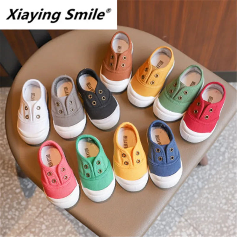 Xiaying Smile Spring 2019 New Version 100-shoe Boy White Shoes Children Canvas Shoes Small and Medium-sized Children Cloth Shoes