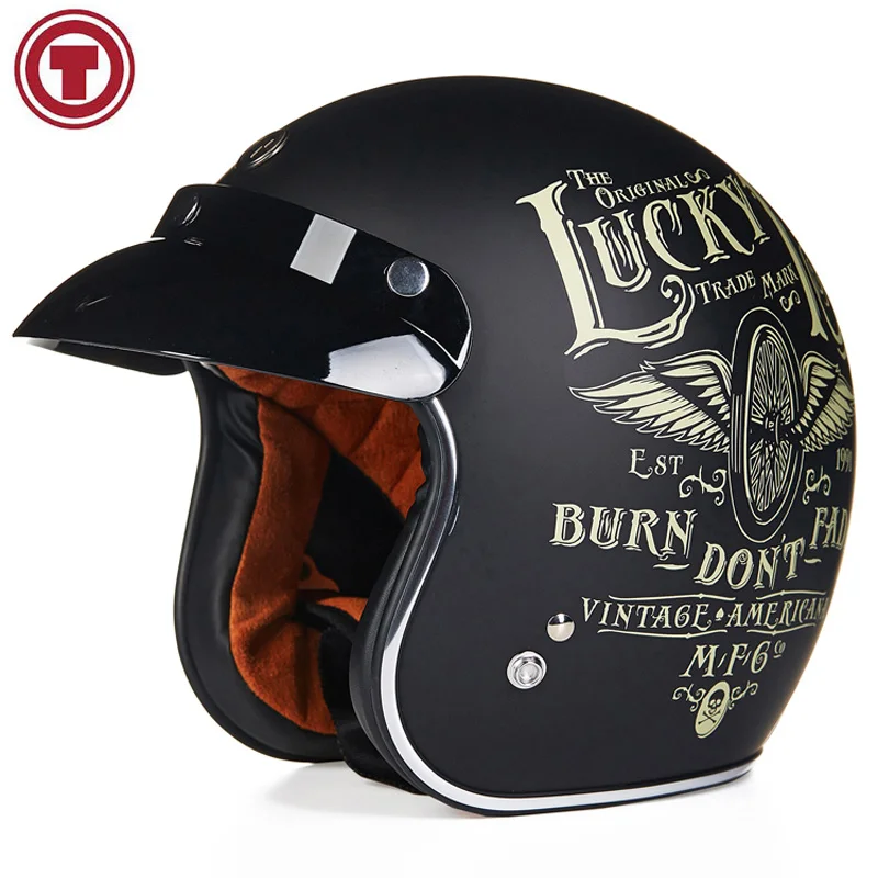 Реактивный шлем TORC мотоциклетный шлем Ретро Lucky 13 скутер винтажные шлемы с открытым лицом Половина мото 3/4 Casco - Цвет: FLYING TIGE