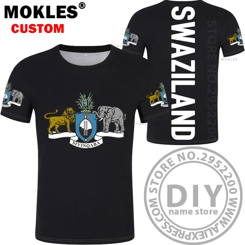 Свазиленд футболка diy Бесплатная заказ имя номер swz nation flag sz Королевство страна