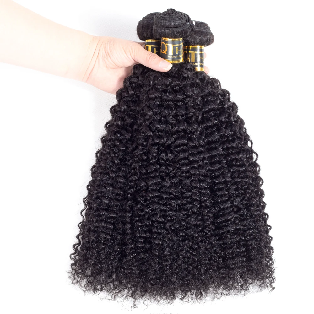 QT волосы малайзийские Weave Связки странный вьющиеся натуральный черный не Реми
