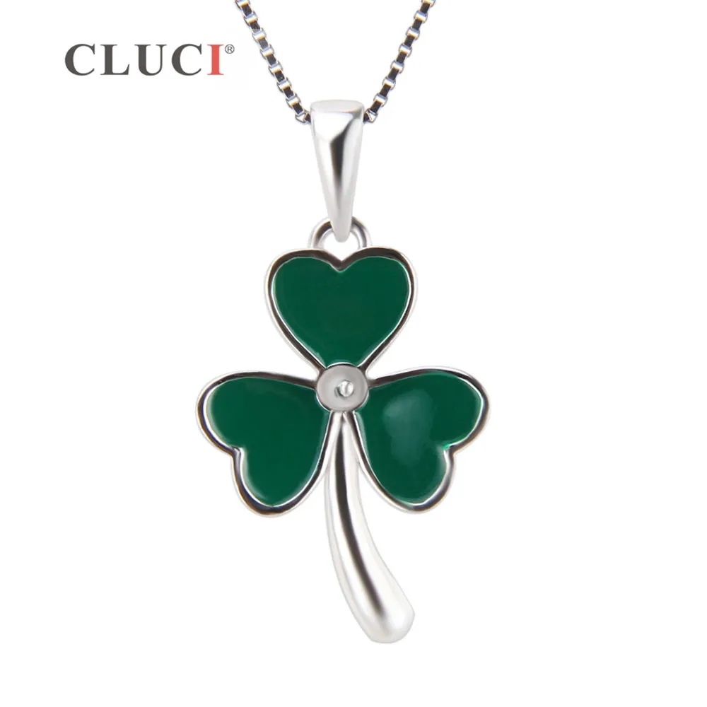 Серебряные Подвески CLUCI 925 пробы с зеленым клевером подарок на день Святого