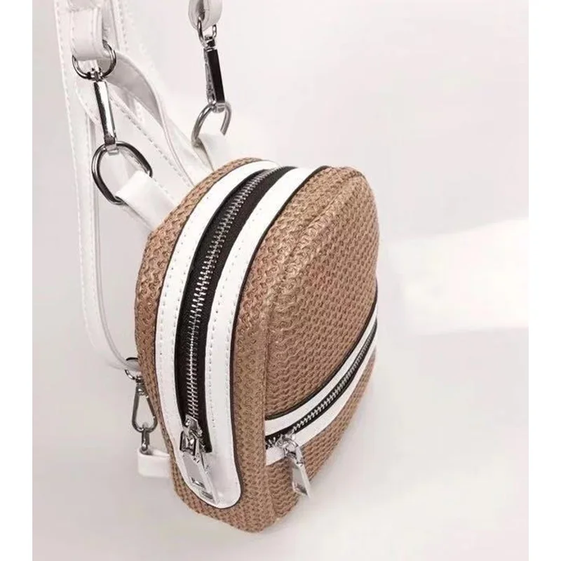 Пляжная соломенная сумка с двойным плечом рюкзак для отдыха многофункциональная