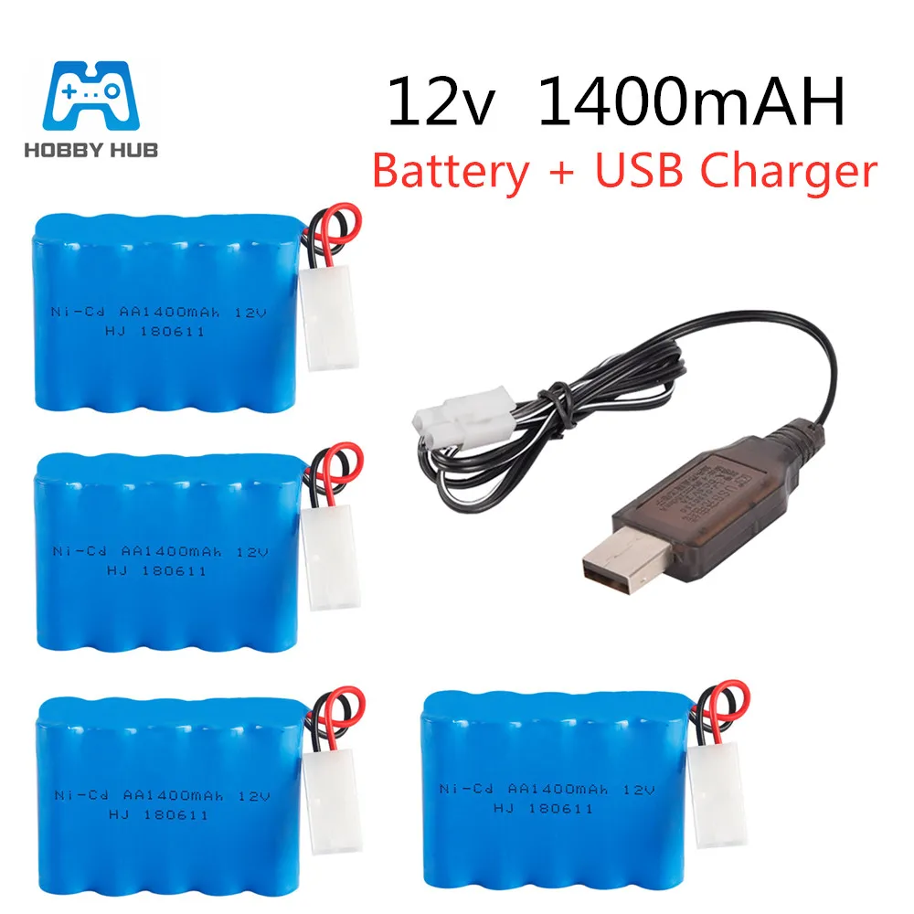 

Аккумуляторная батарея 12 В 1400 мА/ч для радиоуправляемой лодки, модели автомобиля, игрушек, электрических игрушек, грузовиков, танков, пистолетов, никель-кадмиевая батарея 12 в AA с кабелем 5 в 1