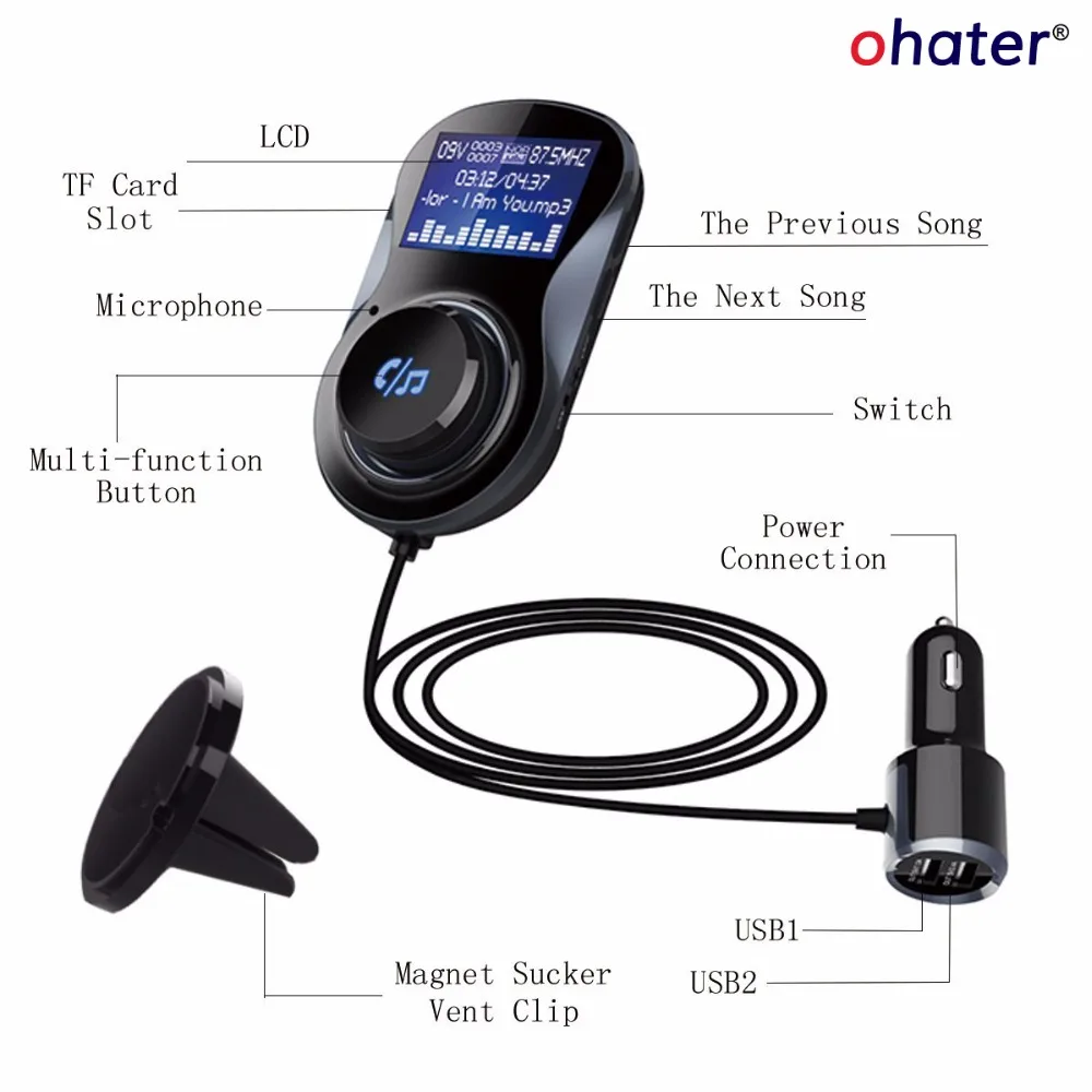 Fm-передатчик ohater Bluetooth беспроводной радио адаптер аудио приемник стерео