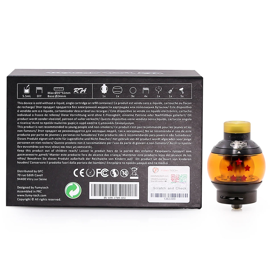 Электронная сигарета fumytech Dragon Ball RTA V2 емкость для электронной сигареты 24 мм 5 мл с