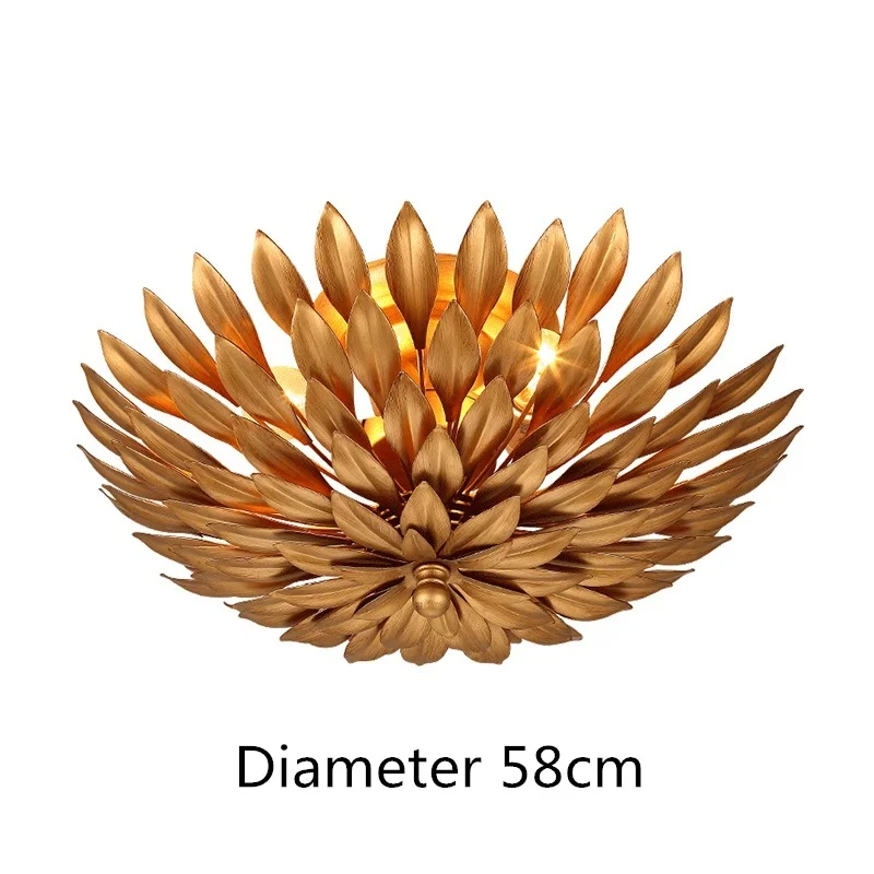 Diameter 58cm Креативные листья потолочные светильники Ресторан Гостиная потолочное освещение спальни изделия из железа Современные Простые проходы потолочные светильники - Цвет корпуса: Diameter 58cm