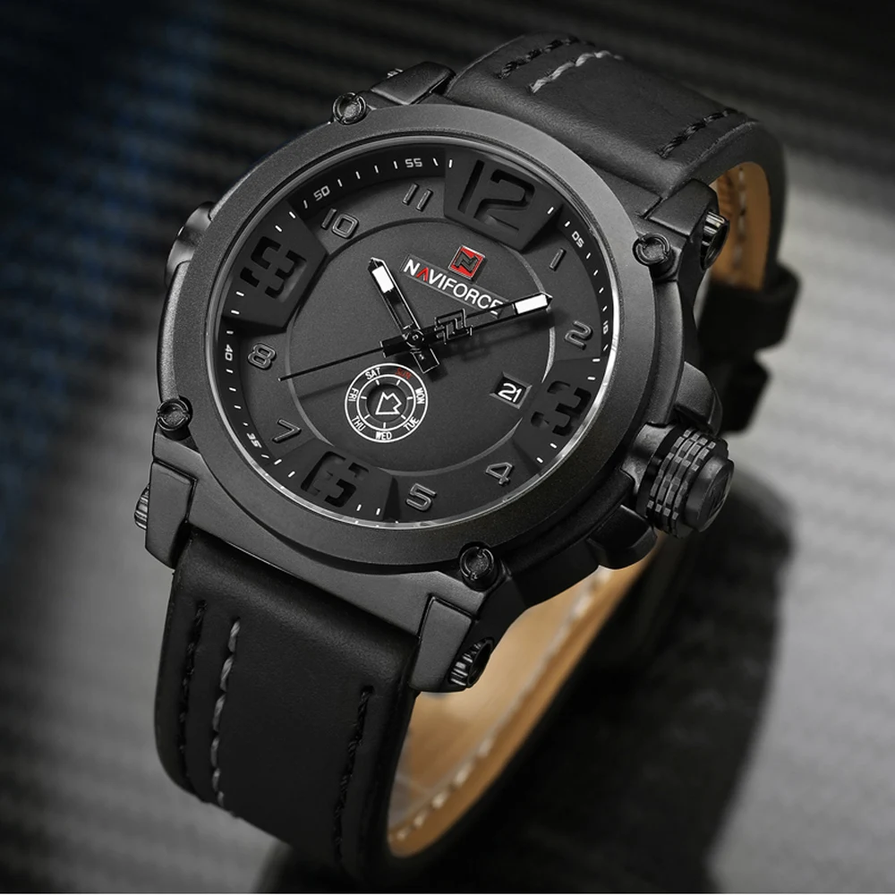 NAVIFORCE мужские часы лучший бренд роскошные спортивные кварцевые с кожаным
