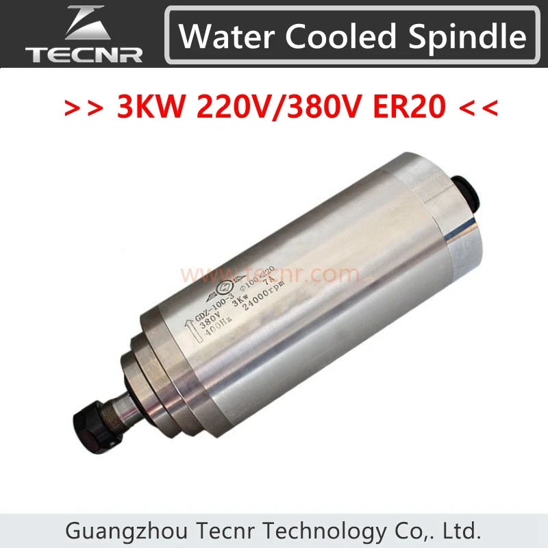 

TECNR 4 bearing 3KW water cooled spindle motor 220V 380V diameter 100MM ER20 GDZ-100-3.0