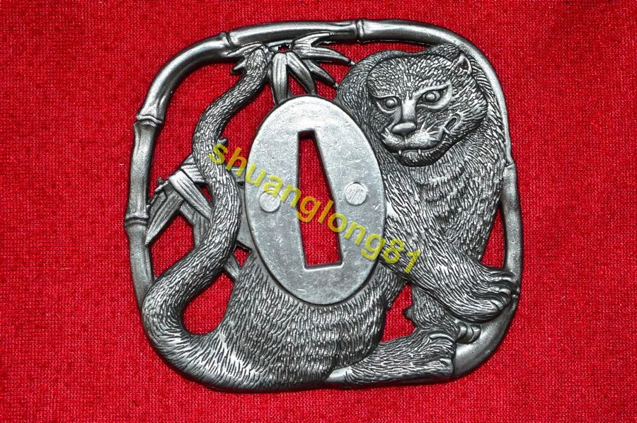 Чудесный японский сплав ручной работы Tsuba для самурая Катана Меч Нож Wakizashi W тигр |