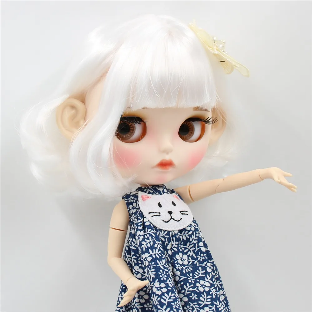 Ледяная фабрика blyth кукла 1/6 bjd белая кожа сустава тела короткие белые волосы, новое матовое лицо резные губы с бровью 30 см BL136