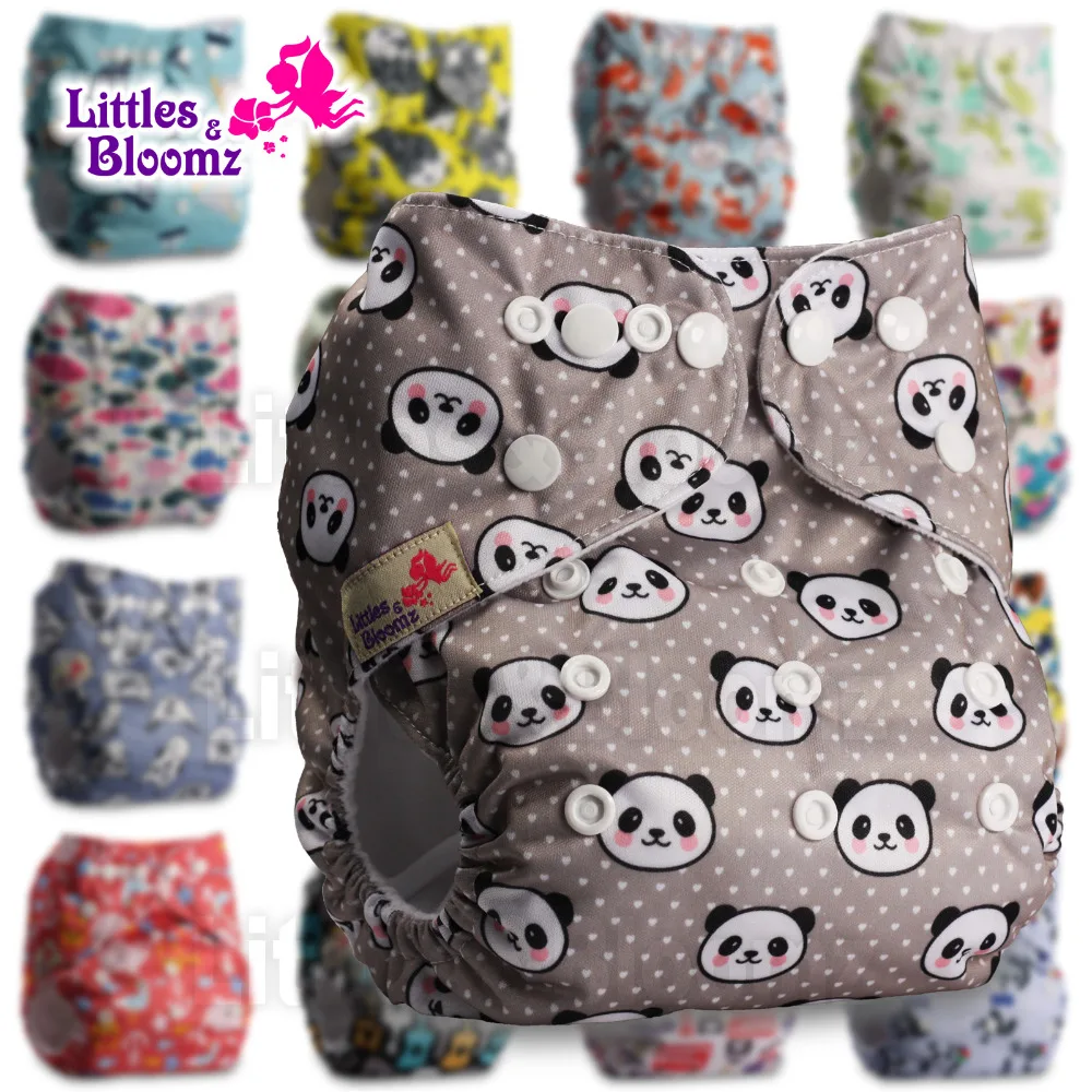 [Littles&Bloomz] Детские моющиеся многоразовые подгузники, один размер, реальный тканевый карман для подгузников, 3-15 кг