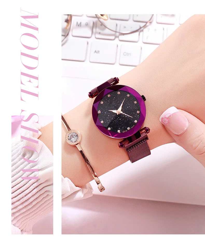 Reloj Mujer, роскошные часы из нержавеющей стали, звездное небо, женские модные наручные часы с магнитной пряжкой, часы для женщин, шикарные женские часы