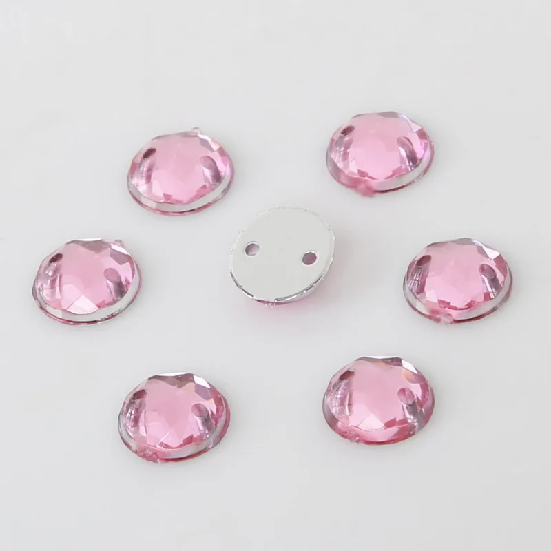 Pink 8 мм двойное отверстие плоское дно акриловое сверло круглые плоские Кристальные бусины Свободные Стразы многоцветный DIY декоративные Швейные аксессуары - Цвет: Pink