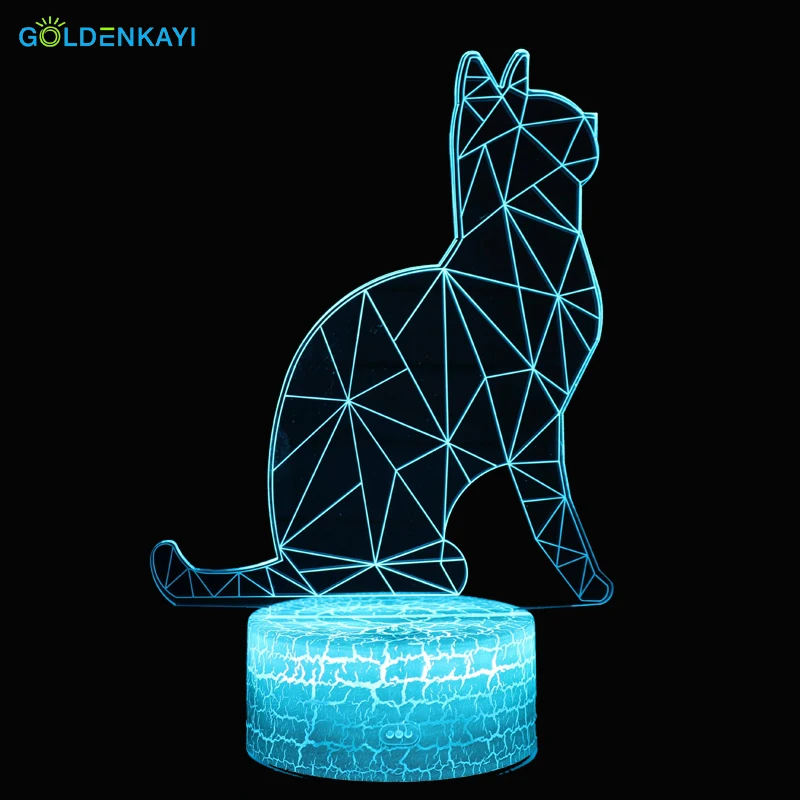3D Cartoon Cat LED Originality USB Night Lights Atmosphere Visual Table Lamp Colorful LED Light Cartoon Decor Lamp Gift