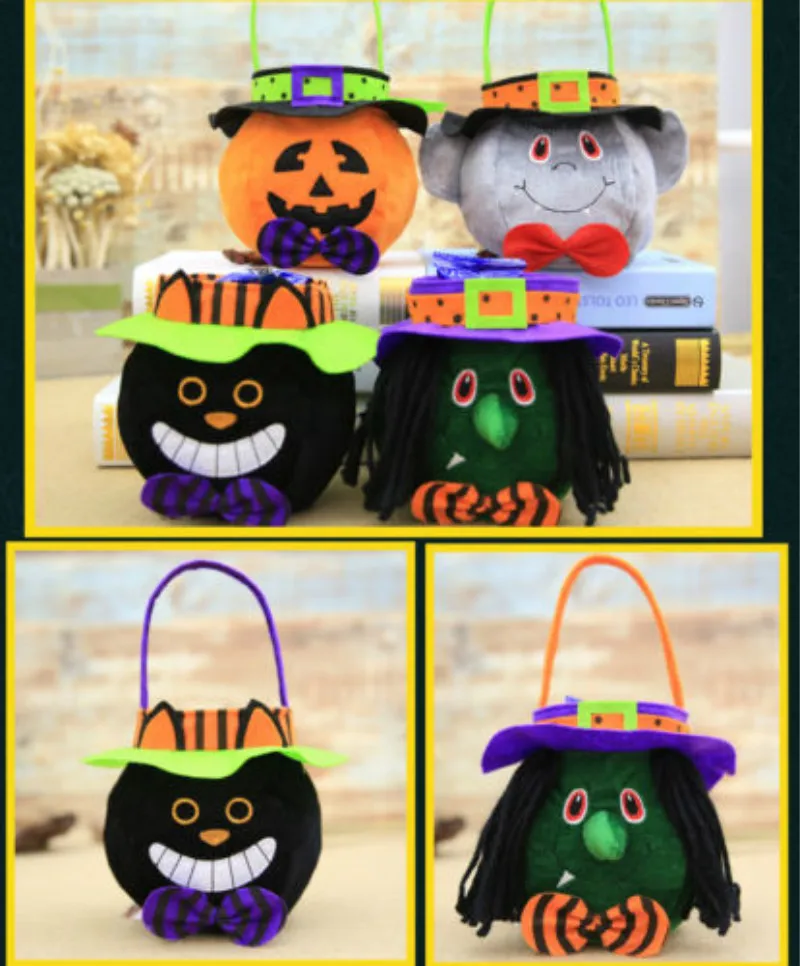 На Хэллоуин с надписью Trick Or Treat Портативная сумка для конфет тоут корзина тыквы