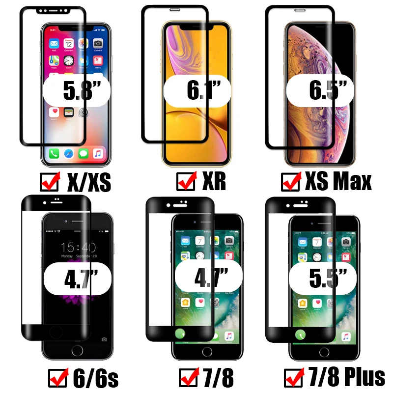 Изогнутое защитное стекло 10d для iPhone xs max xr x защита экрана 7 8 plus i phone 6 s закаленная
